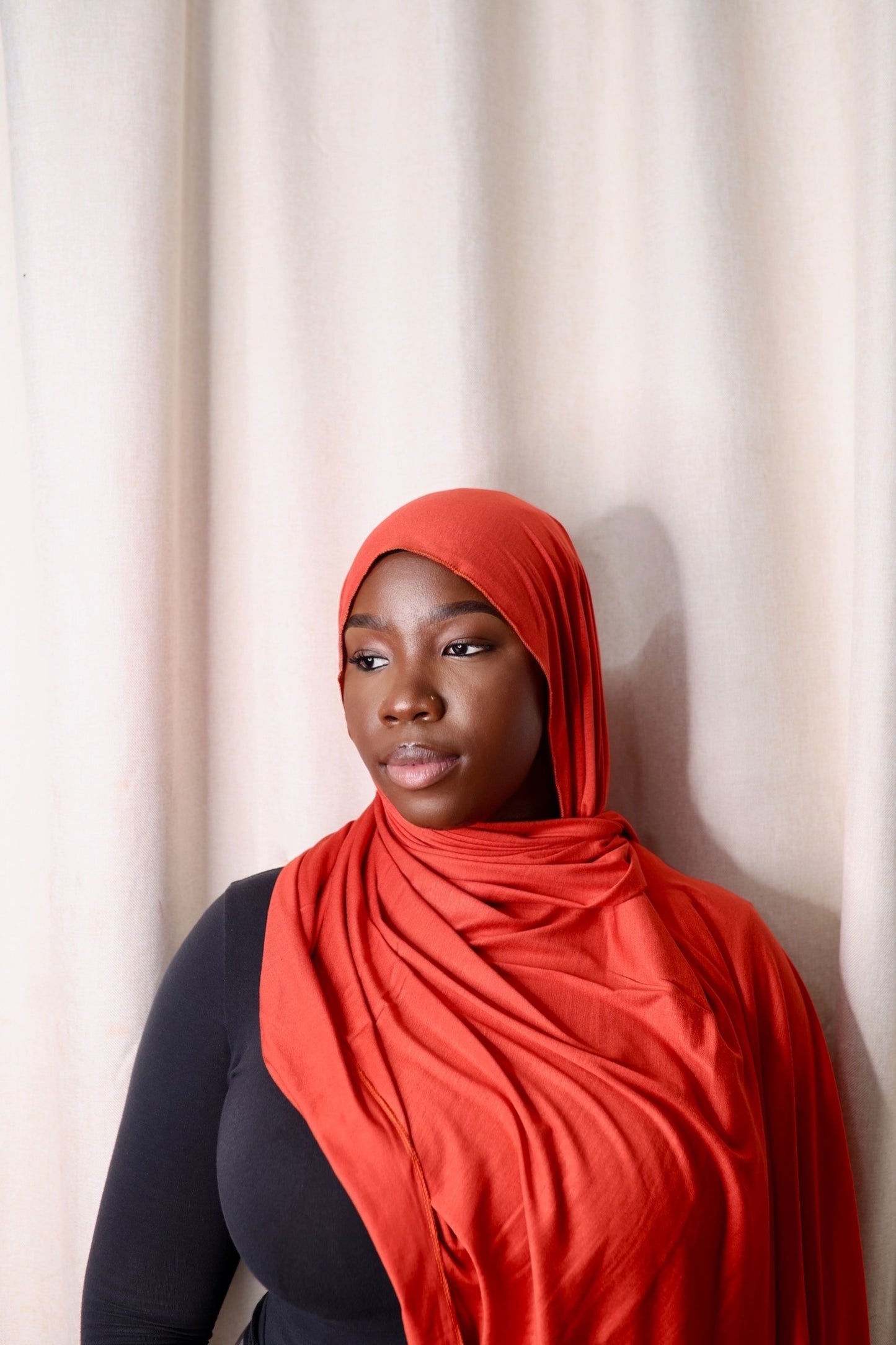 Red Orange Jersey Hijab