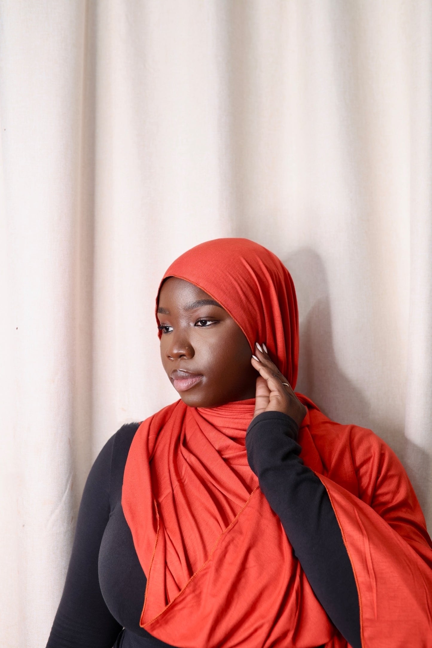 Red Orange Jersey Hijab