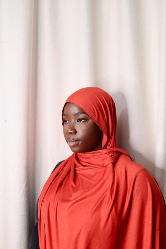 Red Orange Jersey Hijab