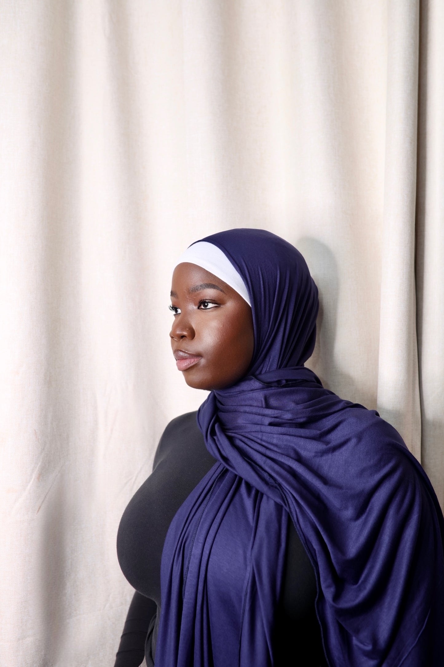 Navy Blue Jersey Hijab