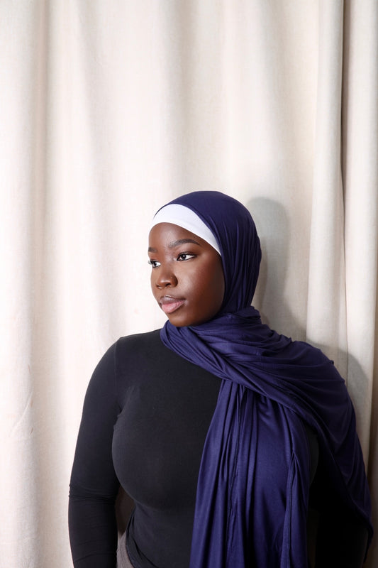 Navy Blue Jersey Hijab